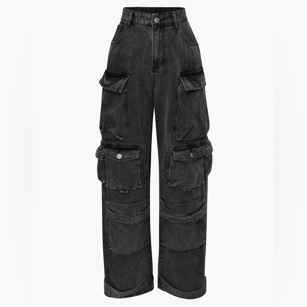 Micas Official Black Wide Leg Cargo Jeans - XS